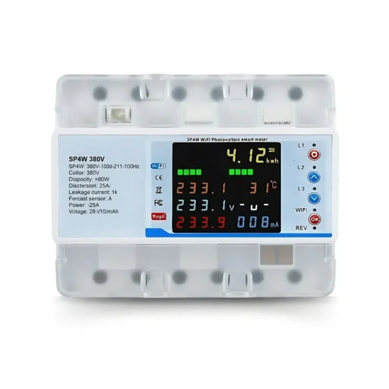 3 Phase Smart Breaker with WiFi energy metering, real-time power monitoring, overload protection, and Tuya Smart app control for industrial and commercial electrical systems.