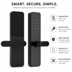 RTY-24 smart fingerprint door lock with touchscreen keypad, key override, and keyless entry for homes, offices, apartments, and hotels in Dubai, UAE.