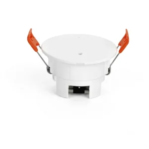 White ceiling-mounted Human Presence & Luminosity Sensor with Tuya mmWave radar technology for smart home occupancy and ambient light detection.