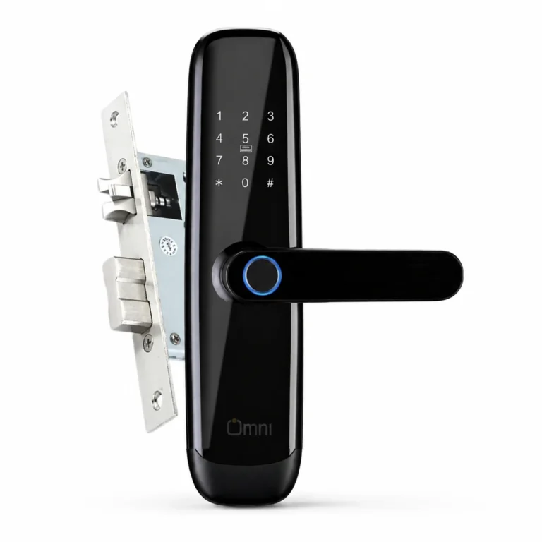Upgrade your home security with the Omni Smart Door Lock (Model RTTW-26). Enjoy keyless entry via TTLock app, fingerprint, passcode, BLE, WiFi, and mechanical key. Easy DIY installation