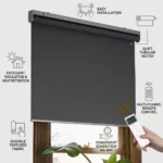 "Upgrade your home with modern smart roller blinds featuring whisper-quiet motorized operation, thermal insulation, and seamless app or voice control."