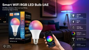 A smart WiFi RGB LED bulb UAE delivers 16 million colours, music sync, and voice control in one easy-to-install bulb. Works with Google Home, Alexa, and Smart Life, this dimmable LED uses 80% less energy while transforming your mood lighting and creating vibrant scenes for entertainment and everyday comfort.