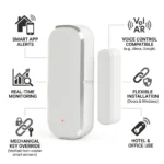 Smart Wireless Door Sensor with WiFi Door & Window Contact Alert for home security, real-time monitoring, smart app notifications, and Alexa & Google voice control.