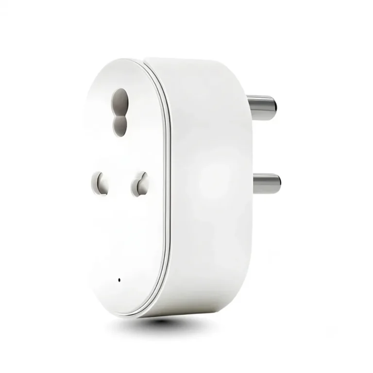 Portable Smart WiFi Plug with universal socket design for remote app control, voice assistant compatibility, energy monitoring, timer scheduling, and home automation.