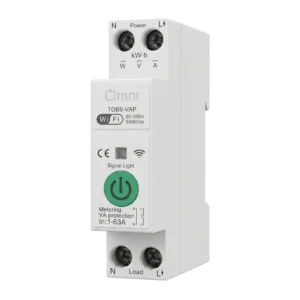 WiFi Smart Breaker 63A with remote switching, energy metering, voltage and current monitoring, DIN rail smart circuit breaker.