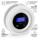 WiFi Smart Gas Leak Detector with LCD Display, LPG and Natural Gas Leak Alarm Sensor for Smart Home Safety